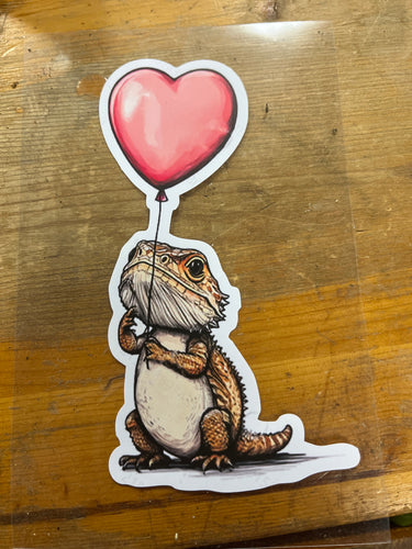 Beardie With Heart Balloon sticker